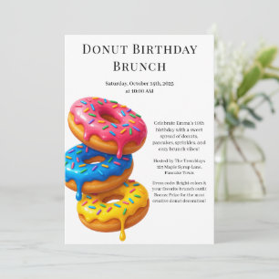 Birthday Brunch Party   Pancakes & Donuts  Invitation