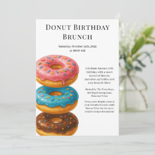 Birthday Brunch Party   Pancakes & Doughnuts  Invitation