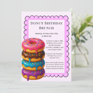 Birthday Brunch Party   Pancakes & Doughnuts  Invitation