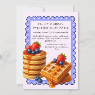 Birthday Brunch Party   Pancakes & waffles  Invitation
