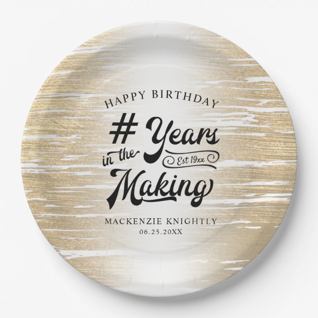 Birthday Brushed Gold YEARS IN THE MAKING Paper Pl Plate (Front)