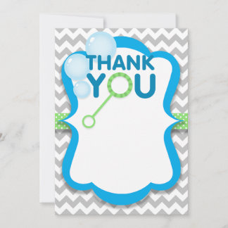 Birthday Bubble Pop Blue & Green Thank You Card