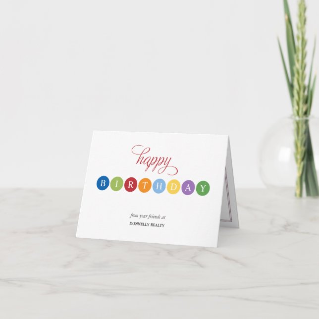 Birthday Bubbles Business Birthday Cards (Front)
