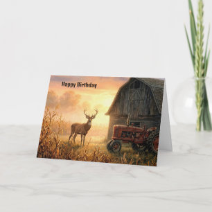 Birthday Buck Deer in Country Morning Sunrise Card