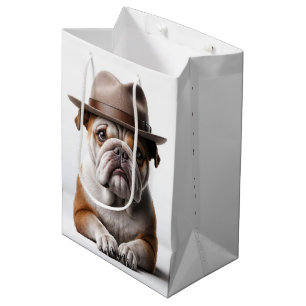 Birthday Bulldog Wearing a Fedora Medium Gift Bag