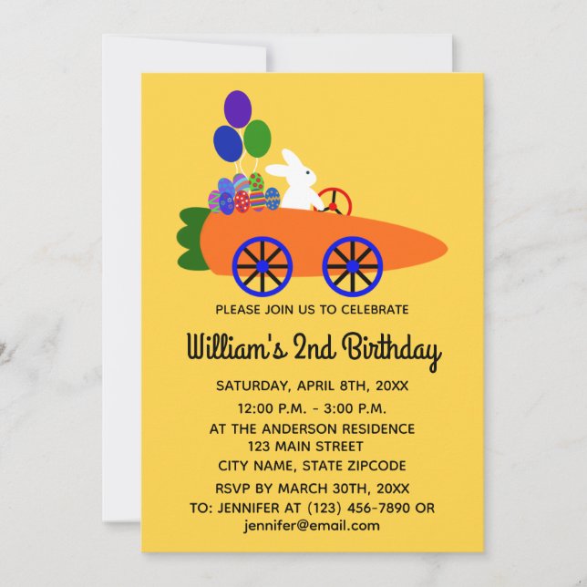 Birthday Bunny Carrot #3-2 Invitation Card (Front)