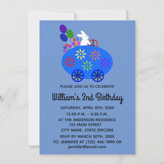 Birthday Bunny Egg #2-2 Invitation Card (Front)