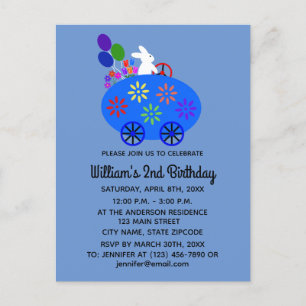 Birthday Bunny Egg Car #2 Invitation Postcard