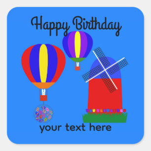 Birthday Bunny Hot Air Balloon #1 Stickers