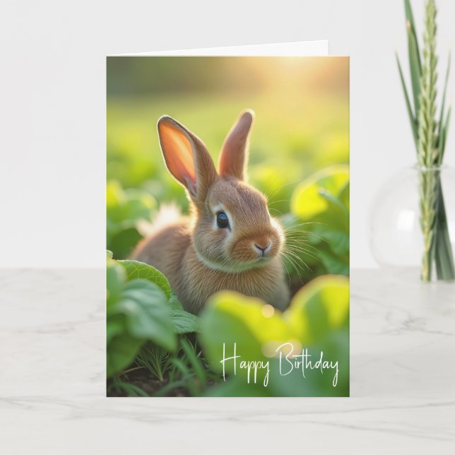 Birthday Bunny In a Lettuce Garden Card (Front)