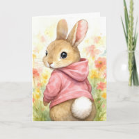 Birthday Bunny in a Pink Hoodie 