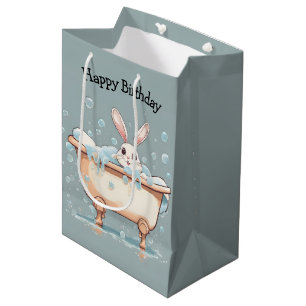 Birthday Bunny In Bubble Bath Medium Gift Bag