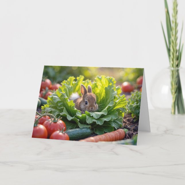 Birthday Bunny In Vegetable Garden Card (Front)