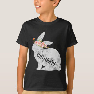 Birthday Bunny Matching Family Floral Bunny Rabbit T-Shirt