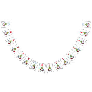 Birthday Bunting Flags Christmas Gnomes with Gift