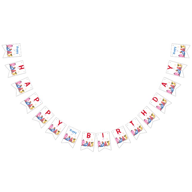 Birthday Bunting Flags Happy Bears Party (All)