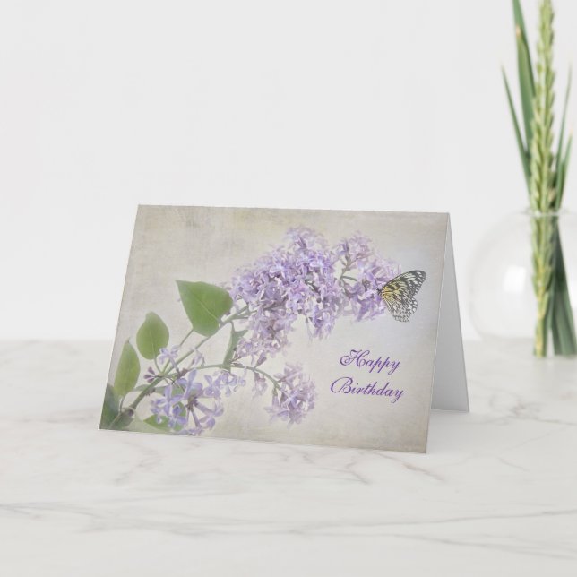 Birthday Butterfly on Lilac Card (Front)