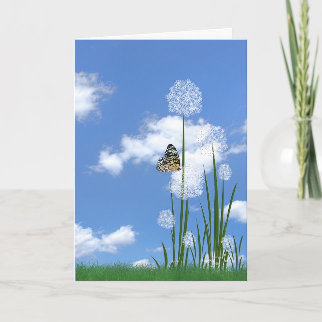 birthday butterfly on puff flower card (Front)