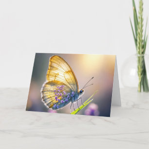 Birthday Butterfly With Purple Flowers Card
