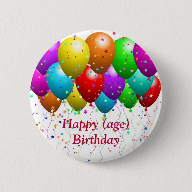 Birthday Button for matching card - customisable (Front)