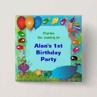 Birthday Buttons: 002 In The Sea 15 Cm Square Badge