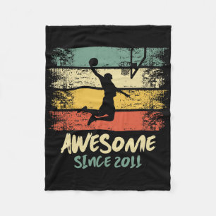 Birthday Bysketbyll Player Awesome Since 2011 Vint Fleece Blanket