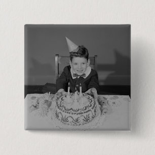Birthday Cake 15 Cm Square Badge