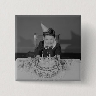 Birthday Cake 15 Cm Square Badge
