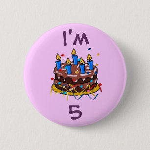 Birthday cake 6 cm round badge