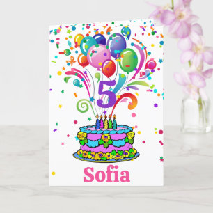 Birthday Cake Add Child's Name Age Cute Custom Card