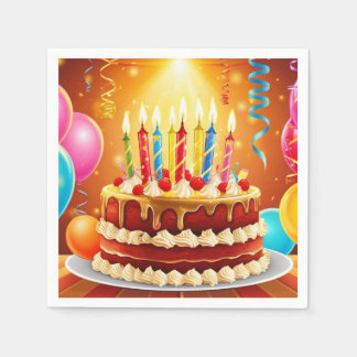 Birthday Cake and Candles Napkin