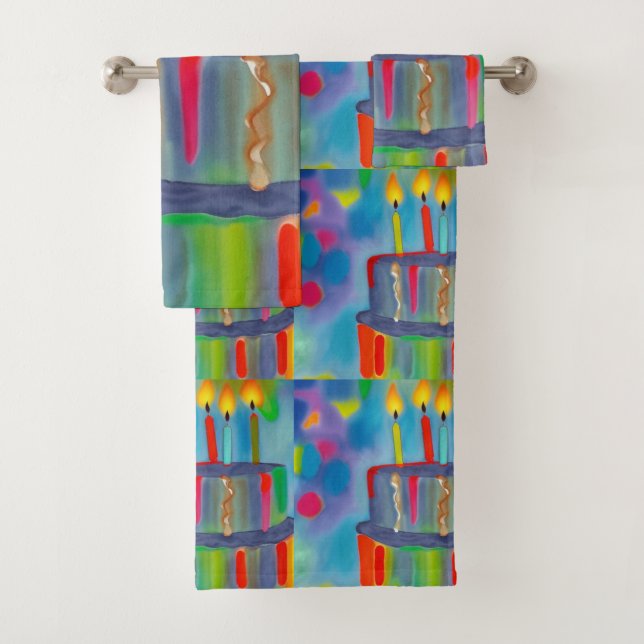 Birthday Cake Bath Towel Set (Insitu)