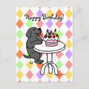 Birthday Cake Black Labrador Cartoon Postcard