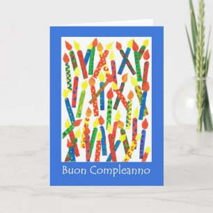 Birthday Cake Candles Card with Italian Greeting
