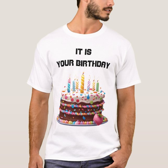 Birthday Cake Candles Custom Personalized Celebrat T-Shirt (Front)