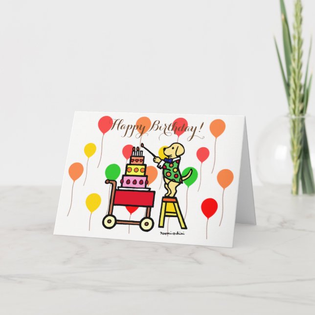 Birthday Cake Candles Yellow Labrador Card (Front)