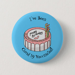 Birthday cake cartoon illustration 6 cm round badge