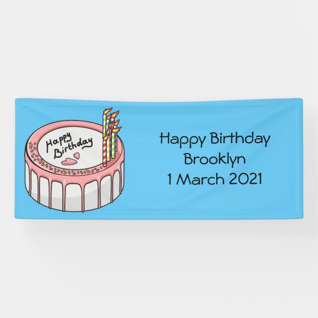Birthday cake cartoon illustration banner (Horizontal)
