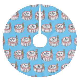 Birthday cake cartoon illustration  brushed polyester tree skirt