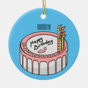 Birthday cake cartoon illustration ceramic tree decoration