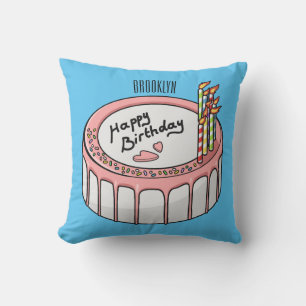 Birthday cake cartoon illustration cushion
