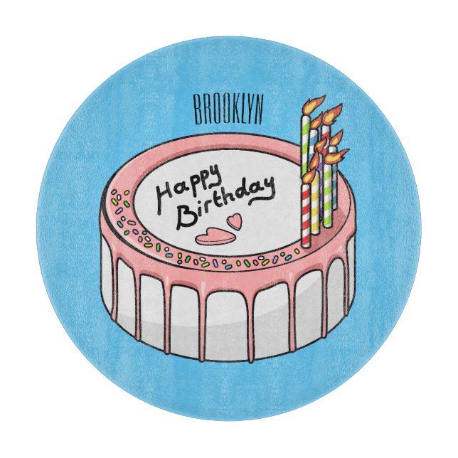 Birthday cake cartoon illustration  cutting board (Front)