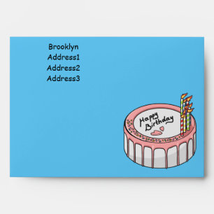 Birthday cake cartoon illustration envelope