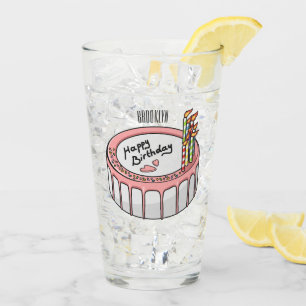 Birthday cake cartoon illustration   glass