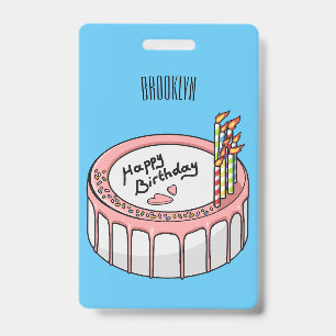 Birthday cake cartoon illustration ID badge