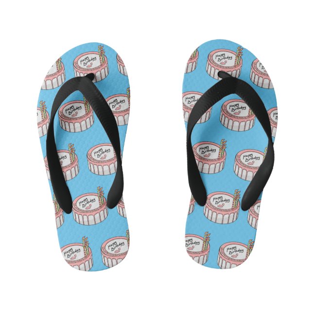 Birthday cake cartoon illustration  kid's flip flops (Footbed)