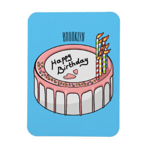 Birthday cake cartoon illustration magnet