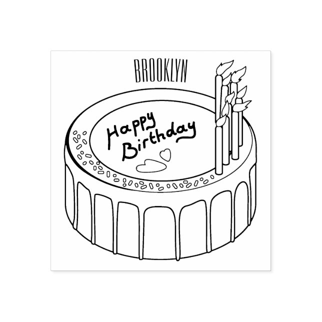 Birthday cake cartoon illustration rubber stamp (Imprint)