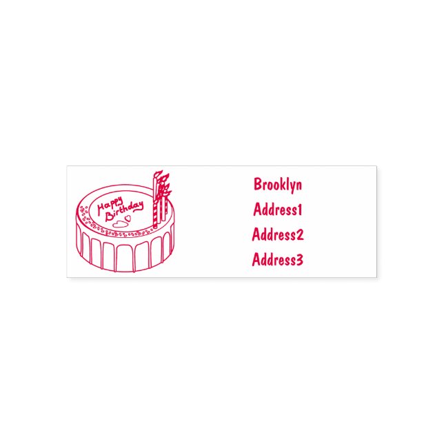 Birthday cake cartoon illustration self-inking stamp (Design)
