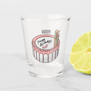 Birthday cake cartoon illustration shot glass